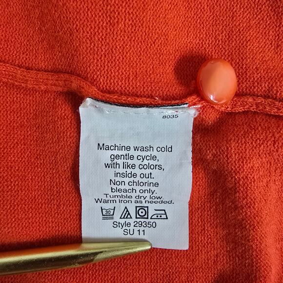 J. Crew Jackie Cardigan Sweater Women S Cotton Blend Orange Pearl Button down - Picture 13 of 13
